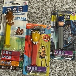 PEZ Dispensers Set with Characters Bee Movie, ice age and Batman